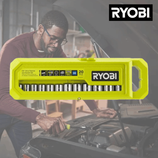Topnøglesæt 20 dele 3/8" - Ryobi